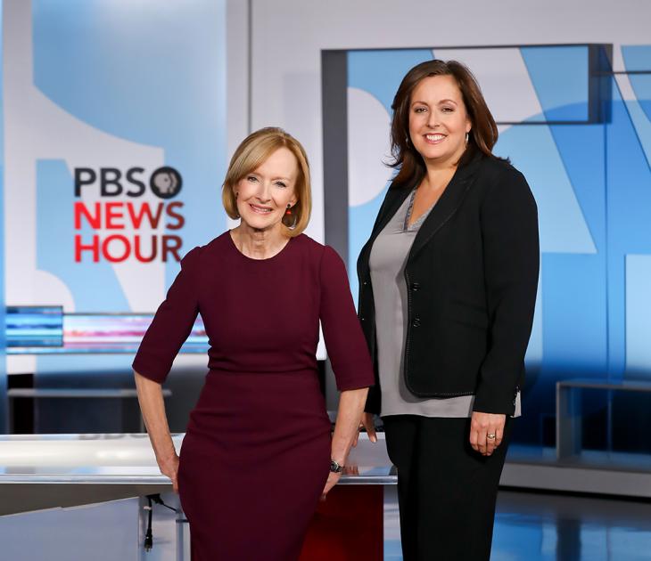 PBS NewsHour anchor Judy Woodruff, left, and Executive Producer Sara Just. Photo courtesy of PBS NewsHour  